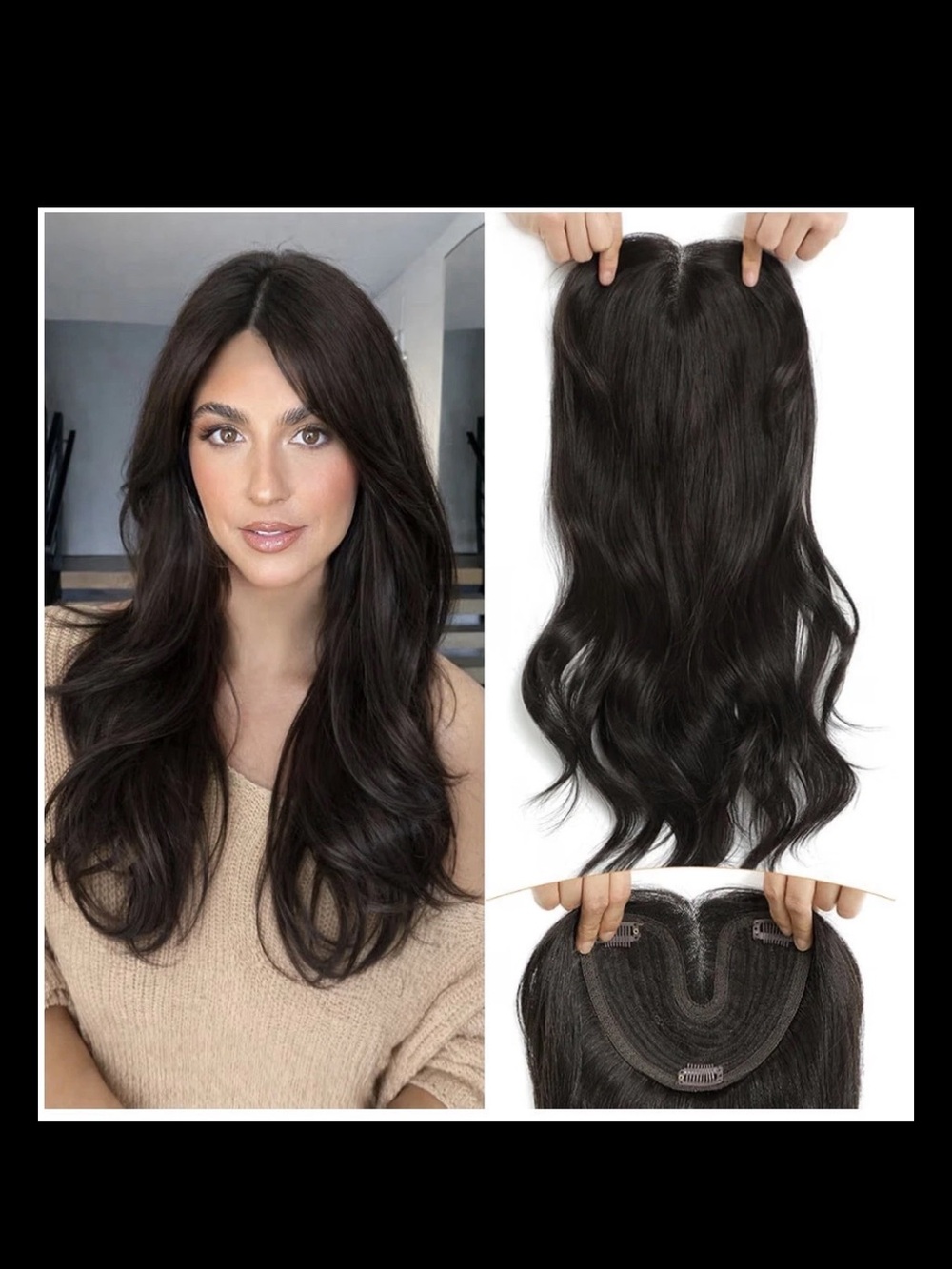20 Inch Lace Wavy Hair Topper, Seamless Toppers volume Hairpieces brown new